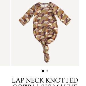 Lap neck knotted gown 70s retro vintage mauve clouds organic cotton interlock